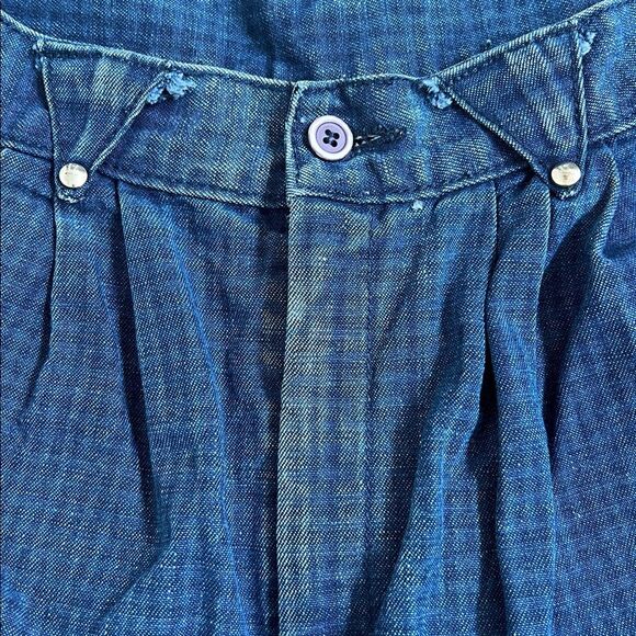 Vintage Levis Junior Size 9 Pin-Striped Blue Denim Jeans Pleated High Rise 24 - Picture 3 of 13